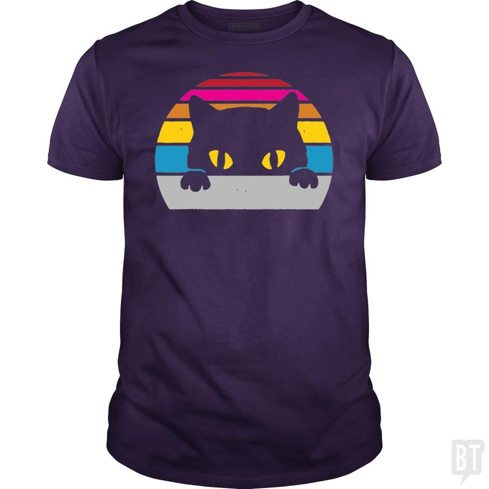 SunFrog-Busted davalemy2 Classic Guys / Unisex Tee / Purple / S Vintage Black Cat Lover, Retro Style Cats Gift T-S
