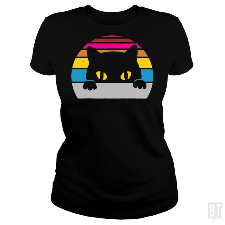 SunFrog-Busted davalemy2 Classic Ladies Tee / Black / S Vintage Black Cat Lover, Retro Style Cats Gift T-S