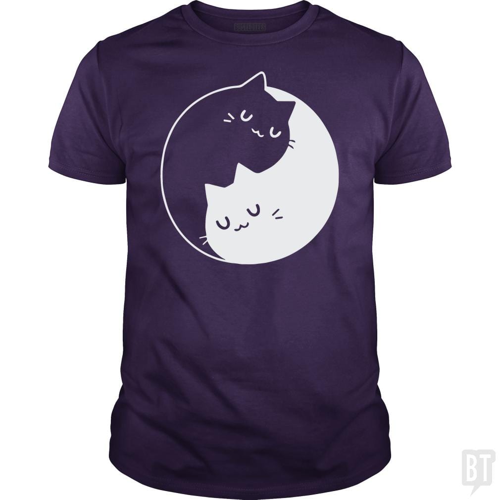 SunFrog-Busted davalemy2 Classic Guys / Unisex Tee / Purple / S Yin Yang Cats Shirt