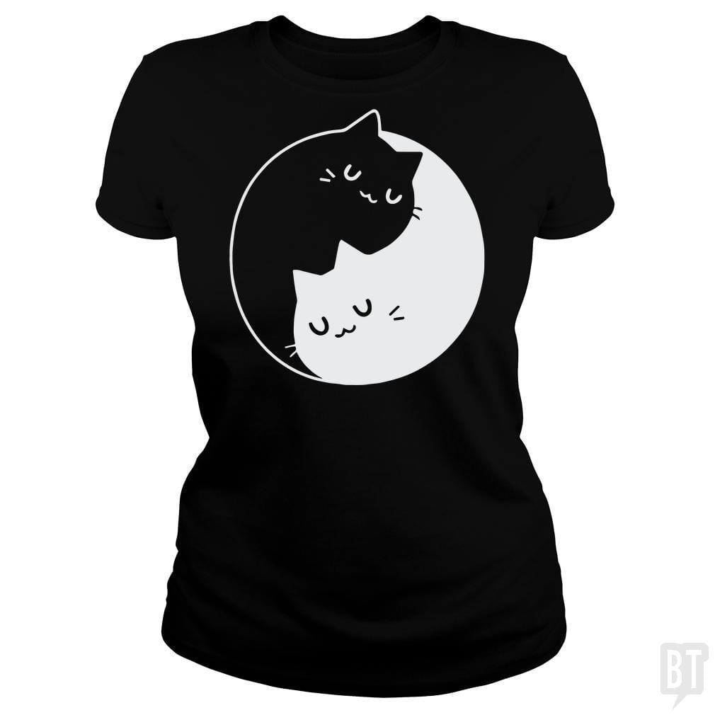 SunFrog-Busted davalemy2 Classic Ladies Tee / Black / S Yin Yang Cats Shirt