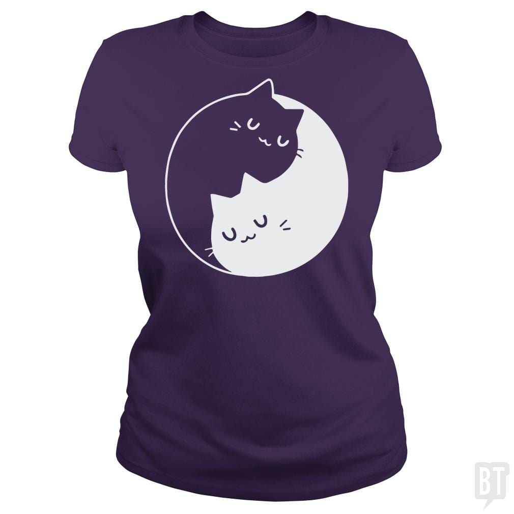 SunFrog-Busted davalemy2 Classic Ladies Tee / Purple / S Yin Yang Cats Shirt