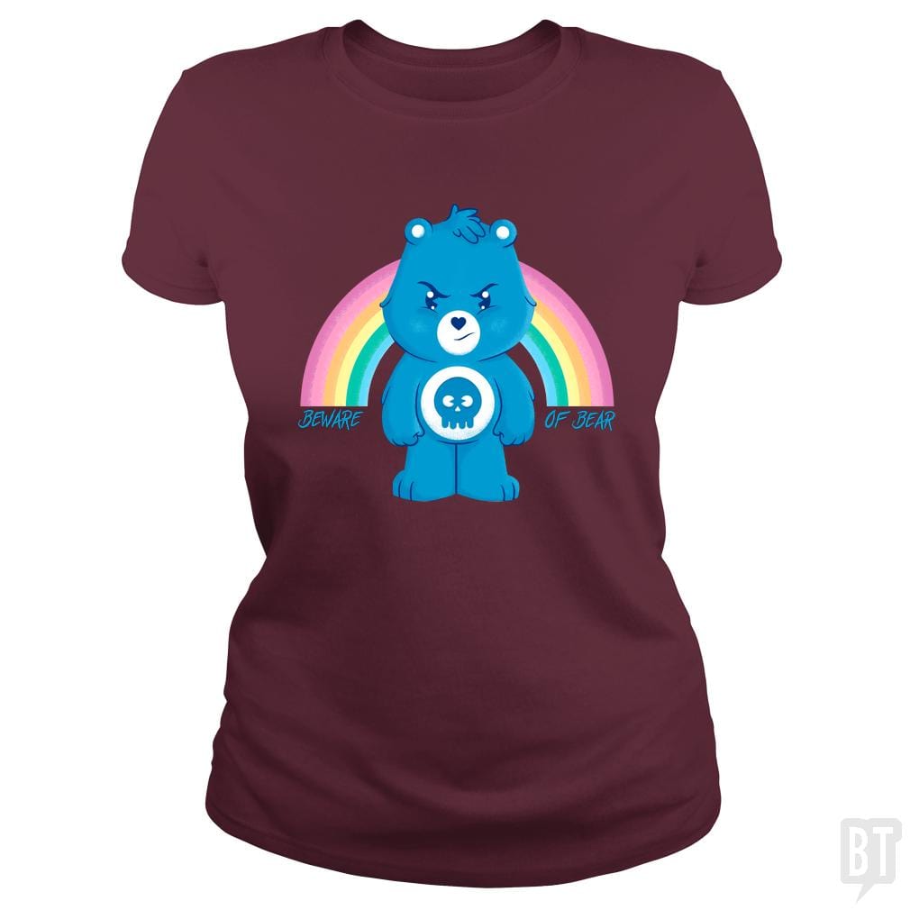 SunFrog-Busted douglasstencil Classic Ladies Tee / Maroon / S Beware of Bear