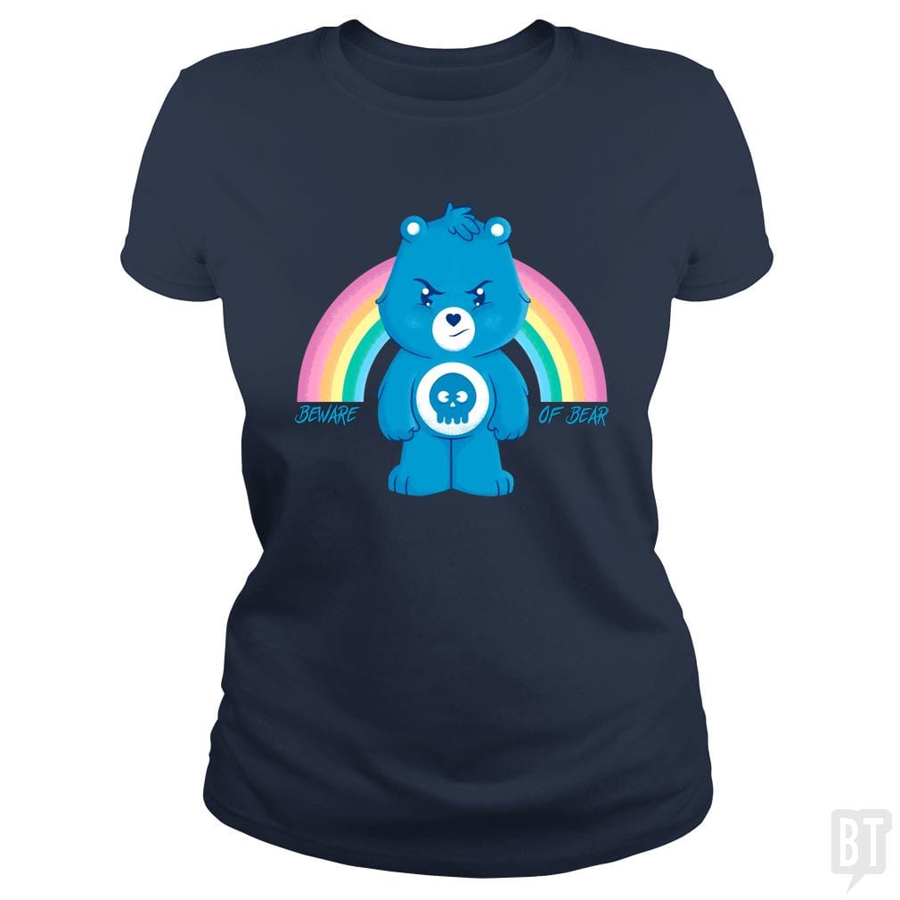 SunFrog-Busted douglasstencil Classic Ladies Tee / Navy Blue / S Beware of Bear