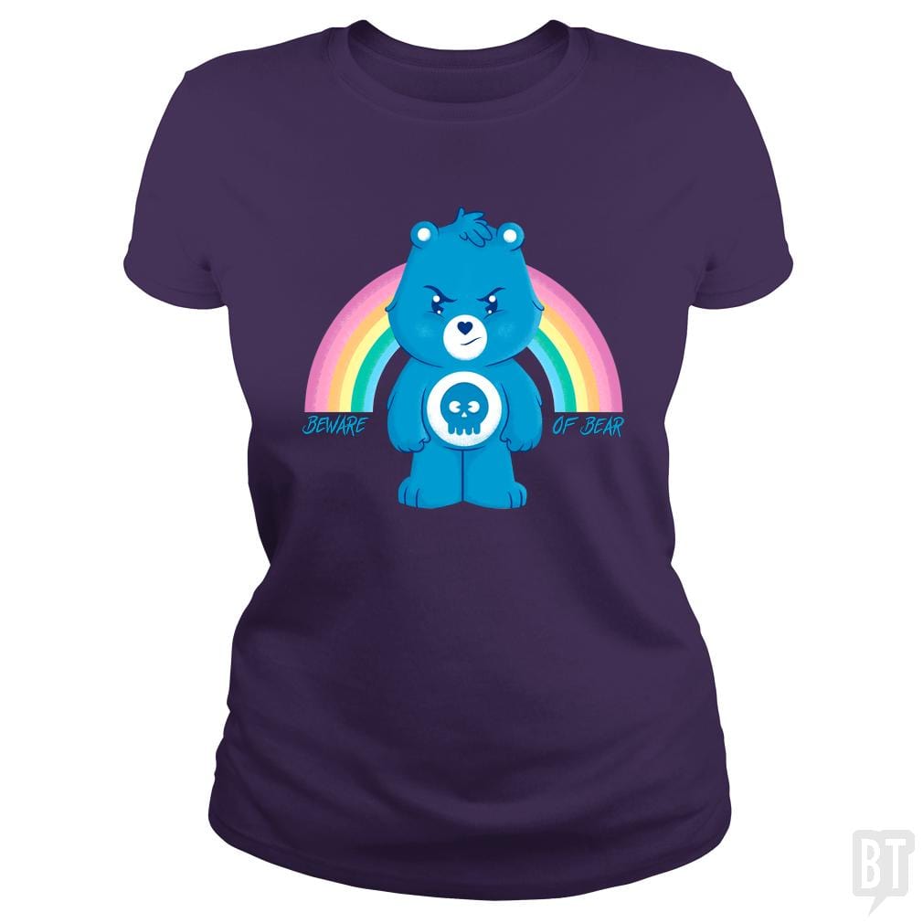 SunFrog-Busted douglasstencil Classic Ladies Tee / Purple / S Beware of Bear