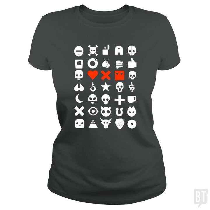 SunFrog-Busted douglasstencil Classic Ladies Tee / Dark Heather / S love dead and robots white