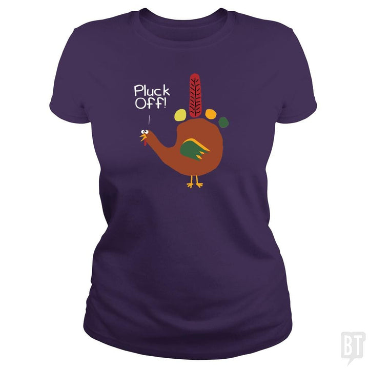 SunFrog-Busted Dwarmuth Classic Ladies Tee / Purple / S Pluck Off Hand Turkey