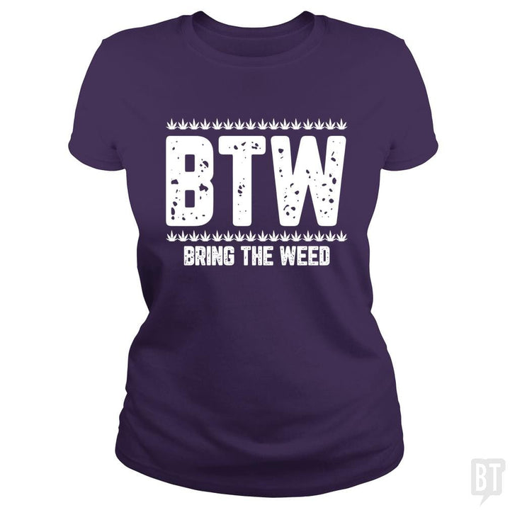 SunFrog-Busted Edible Loving Weedologist Classic Ladies Tee / Purple / S Bring The Weed