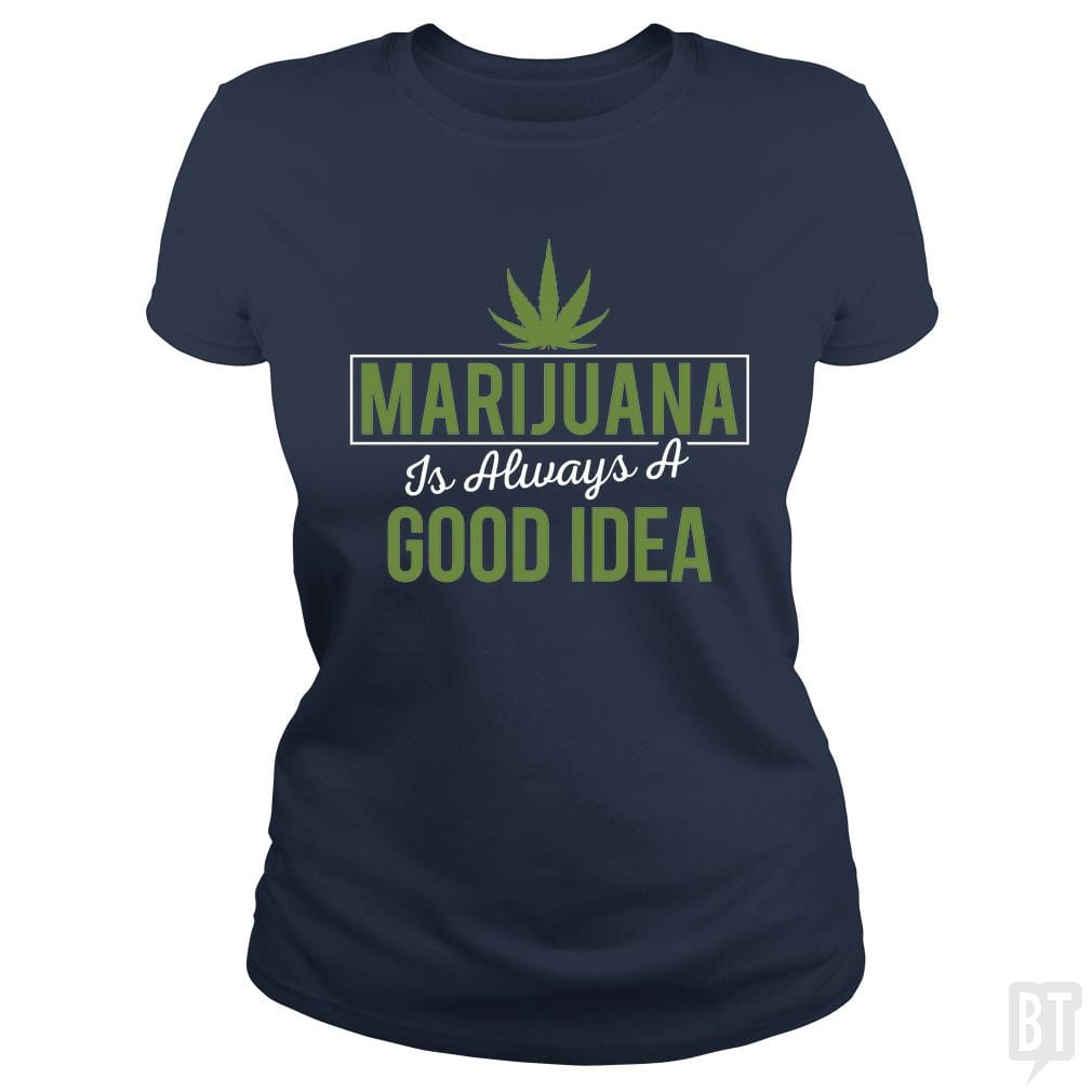 SunFrog-Busted Edible Loving Weedologist Classic Ladies Tee / Navy Blue / S Marijuana  is always a good idea