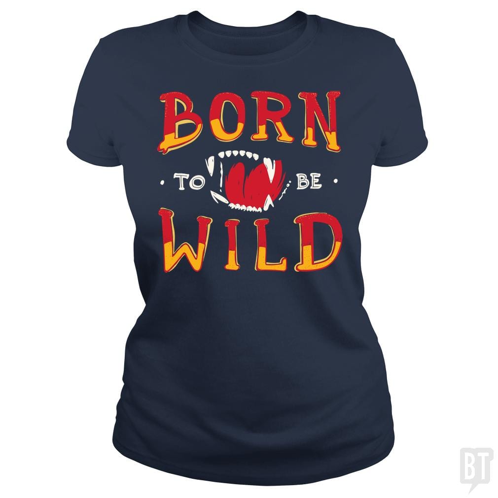 SunFrog-Busted Funky Hippo Classic Ladies Tee / Navy Blue / S Born To Be Wild