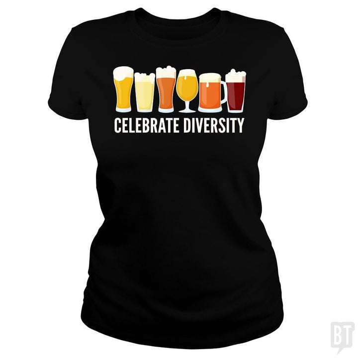 SunFrog-Busted Funky Hippo Classic Ladies Tee / Black / S Celebrate Beer Diversity