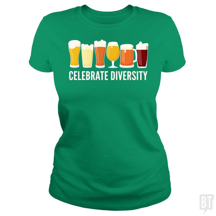 SunFrog-Busted Funky Hippo Classic Ladies Tee / Irish Green / S Celebrate Beer Diversity