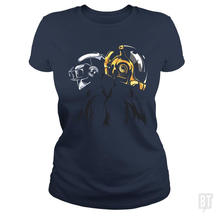 SunFrog-Busted Funky Hippo Classic Ladies Tee / Navy Blue / S Daft Punk