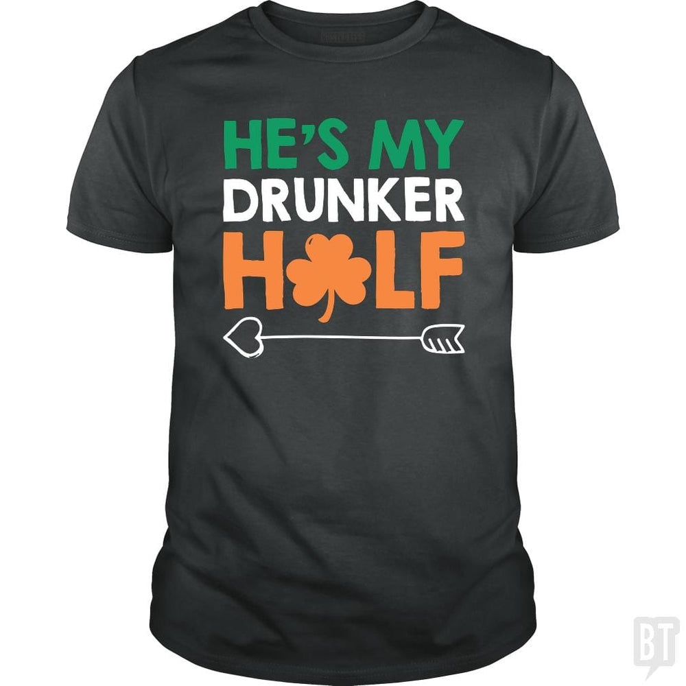 SunFrog-Busted Funky Hippo Classic Guys / Unisex Tee / Dark Heather / S He's My Drunker Half