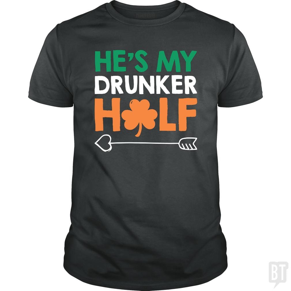SunFrog-Busted Funky Hippo Classic Guys / Unisex Tee / Dark Heather / S He's My Drunker Half