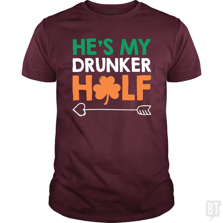 SunFrog-Busted Funky Hippo Classic Guys / Unisex Tee / Maroon / S He's My Drunker Half