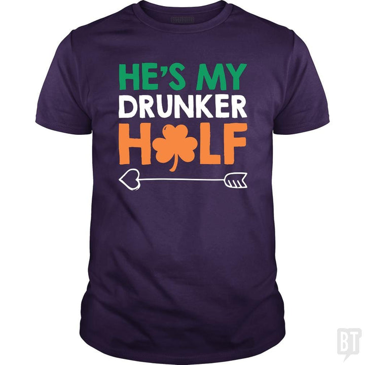 SunFrog-Busted Funky Hippo Classic Guys / Unisex Tee / Purple / S He's My Drunker Half