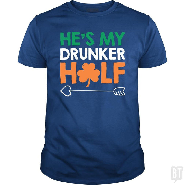 SunFrog-Busted Funky Hippo Classic Guys / Unisex Tee / Royal Blue / S He's My Drunker Half