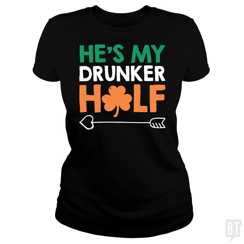 SunFrog-Busted Funky Hippo Classic Ladies Tee / Black / S He's My Drunker Half