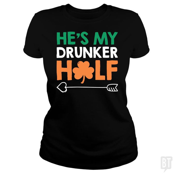 SunFrog-Busted Funky Hippo Classic Ladies Tee / Black / S He's My Drunker Half