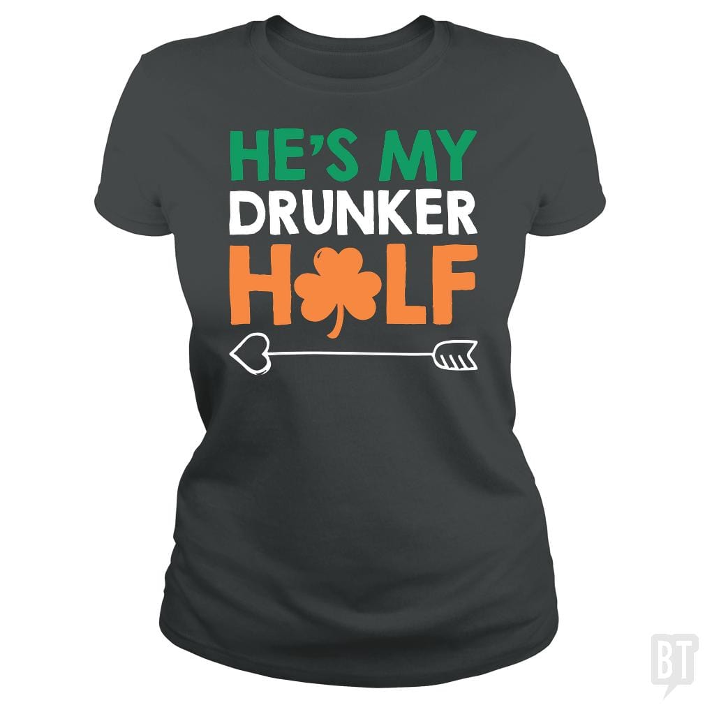 SunFrog-Busted Funky Hippo Classic Ladies Tee / Dark Heather / S He's My Drunker Half