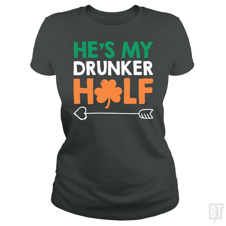 SunFrog-Busted Funky Hippo Classic Ladies Tee / Dark Heather / S He's My Drunker Half