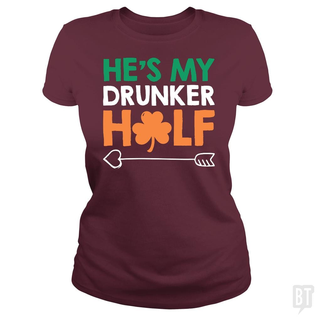 SunFrog-Busted Funky Hippo Classic Ladies Tee / Maroon / S He's My Drunker Half