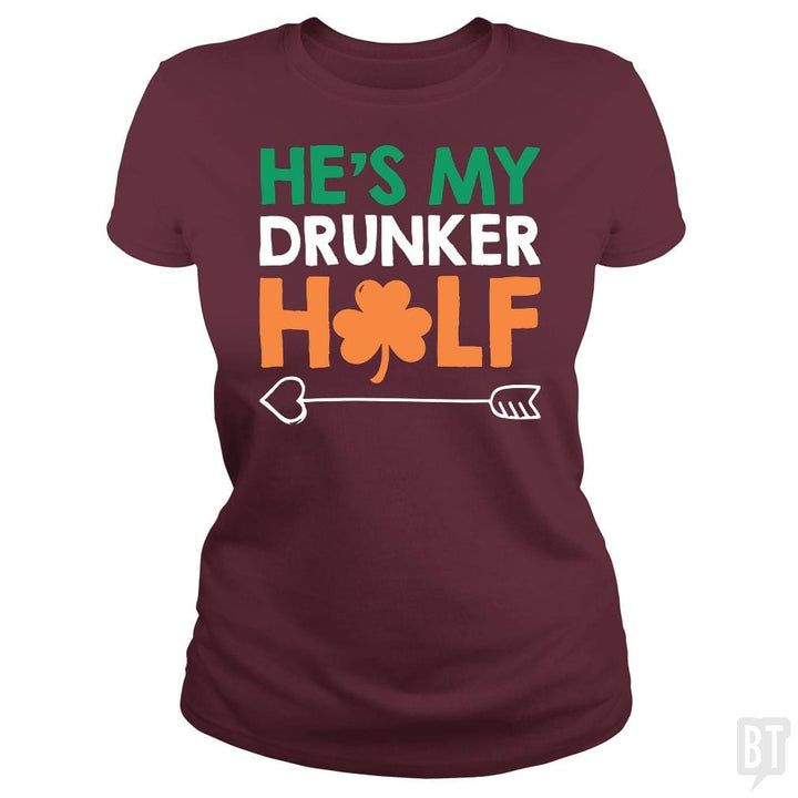 SunFrog-Busted Funky Hippo Classic Ladies Tee / Maroon / S He's My Drunker Half