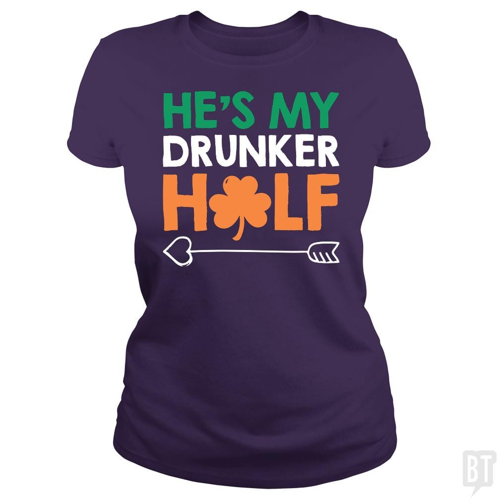 SunFrog-Busted Funky Hippo Classic Ladies Tee / Purple / S He's My Drunker Half