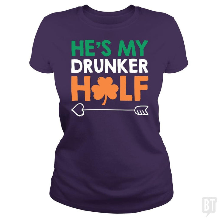 SunFrog-Busted Funky Hippo Classic Ladies Tee / Purple / S He's My Drunker Half