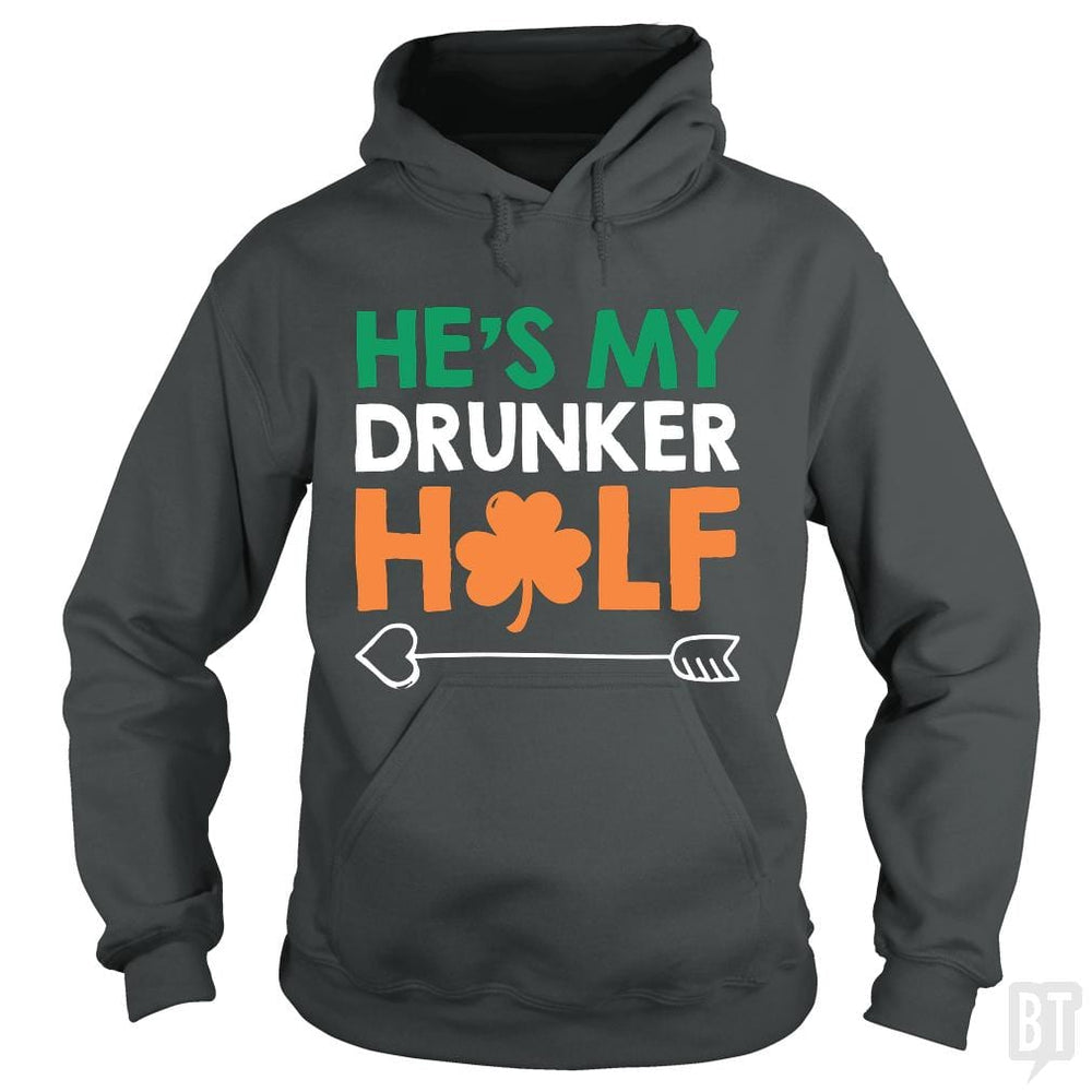 SunFrog-Busted Funky Hippo Hoodie / Dark Heather / S He's My Drunker Half