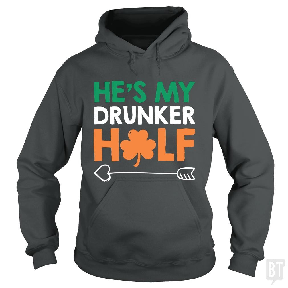 SunFrog-Busted Funky Hippo Hoodie / Dark Heather / S He's My Drunker Half