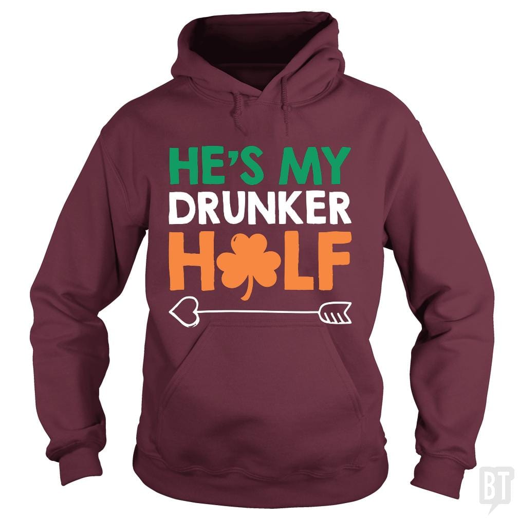 SunFrog-Busted Funky Hippo Hoodie / Maroon / S He's My Drunker Half