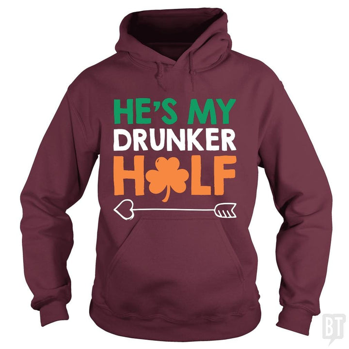 SunFrog-Busted Funky Hippo Hoodie / Maroon / S He's My Drunker Half