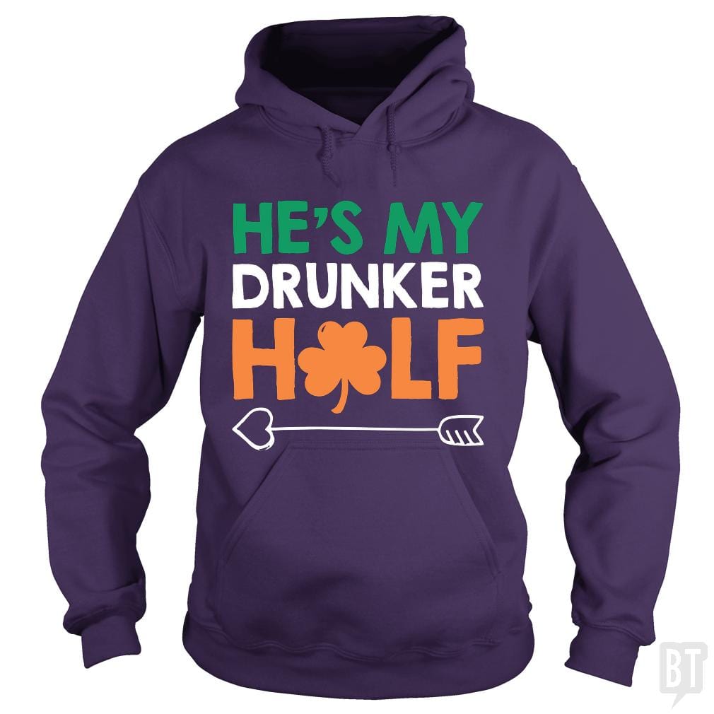 SunFrog-Busted Funky Hippo Hoodie / Purple / S He's My Drunker Half
