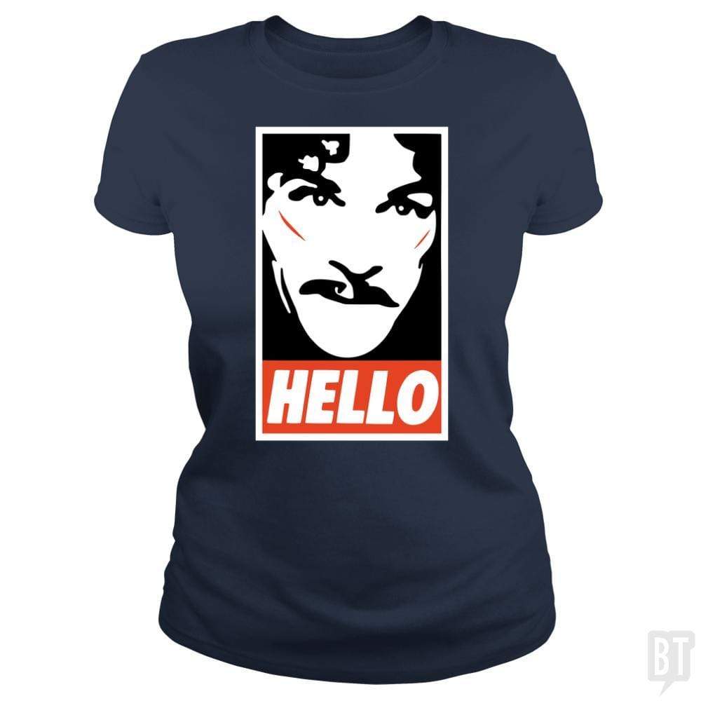 SunFrog-Busted Funky Hippo Classic Ladies Tee / Navy Blue / S Hello