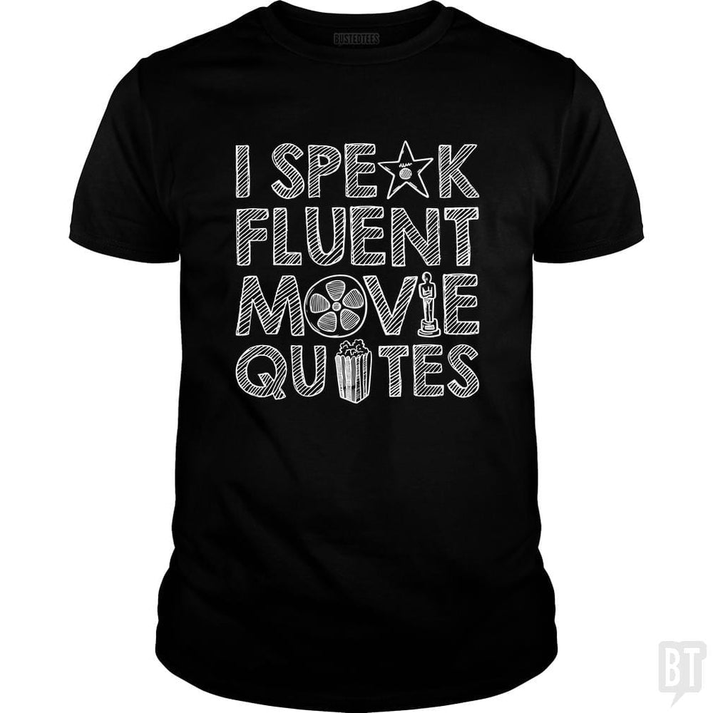 SunFrog-Busted Funky Hippo Classic Guys / Unisex Tee / Black / S I Speak Fluent Movie Quotes