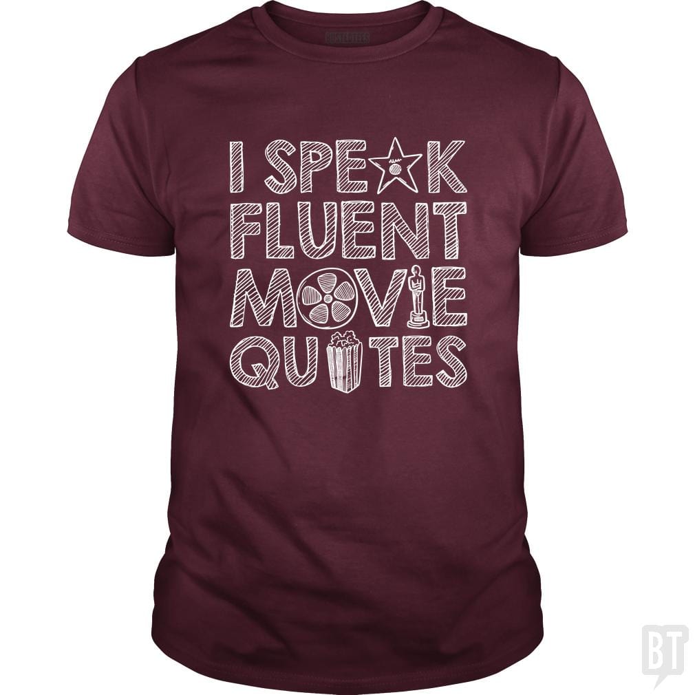 SunFrog-Busted Funky Hippo Classic Guys / Unisex Tee / Maroon / S I Speak Fluent Movie Quotes