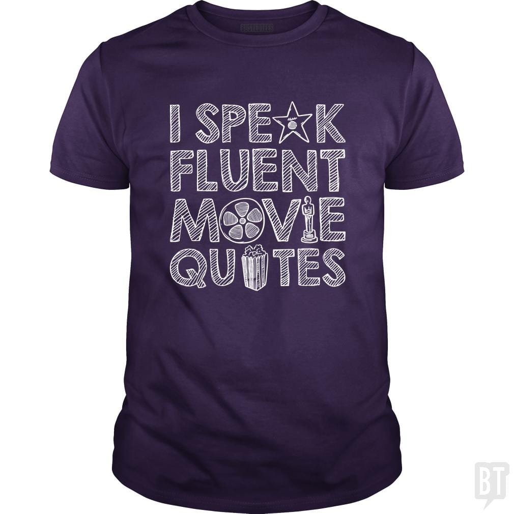 SunFrog-Busted Funky Hippo Classic Guys / Unisex Tee / Purple / S I Speak Fluent Movie Quotes