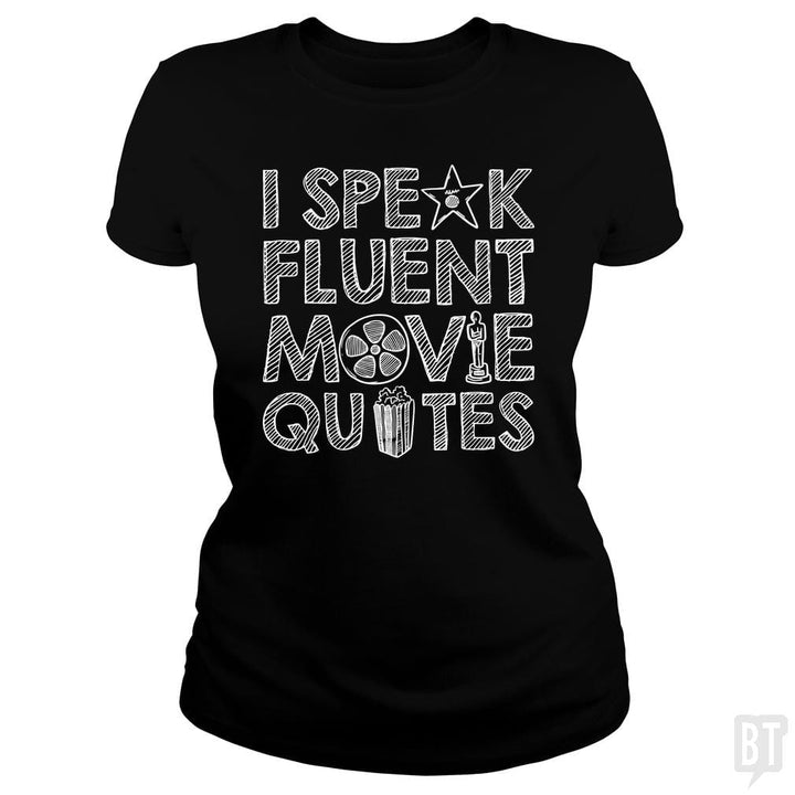 SunFrog-Busted Funky Hippo Classic Ladies Tee / Black / S I Speak Fluent Movie Quotes