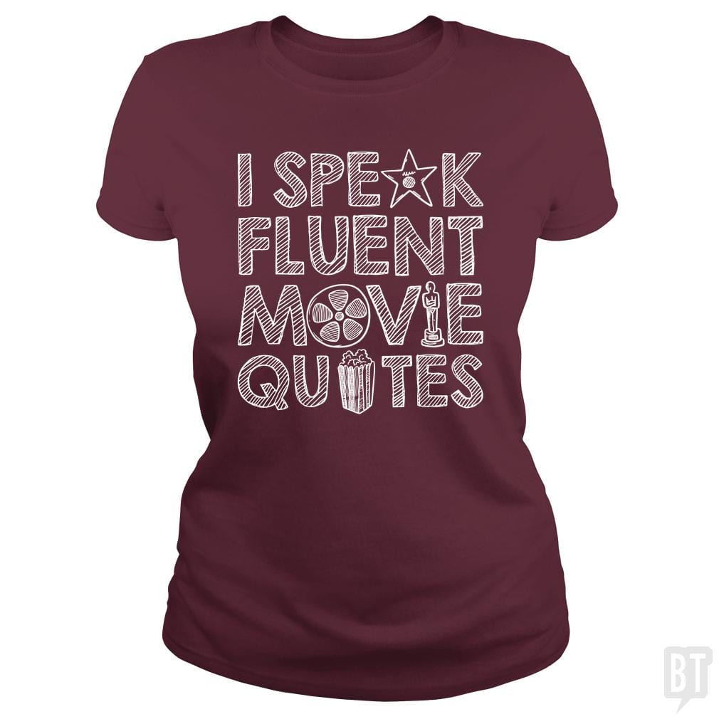 SunFrog-Busted Funky Hippo Classic Ladies Tee / Maroon / S I Speak Fluent Movie Quotes
