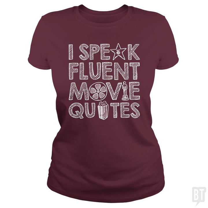 SunFrog-Busted Funky Hippo Classic Ladies Tee / Maroon / S I Speak Fluent Movie Quotes