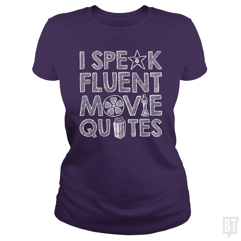 SunFrog-Busted Funky Hippo Classic Ladies Tee / Purple / S I Speak Fluent Movie Quotes
