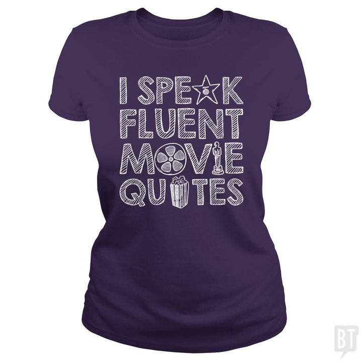 SunFrog-Busted Funky Hippo Classic Ladies Tee / Purple / S I Speak Fluent Movie Quotes