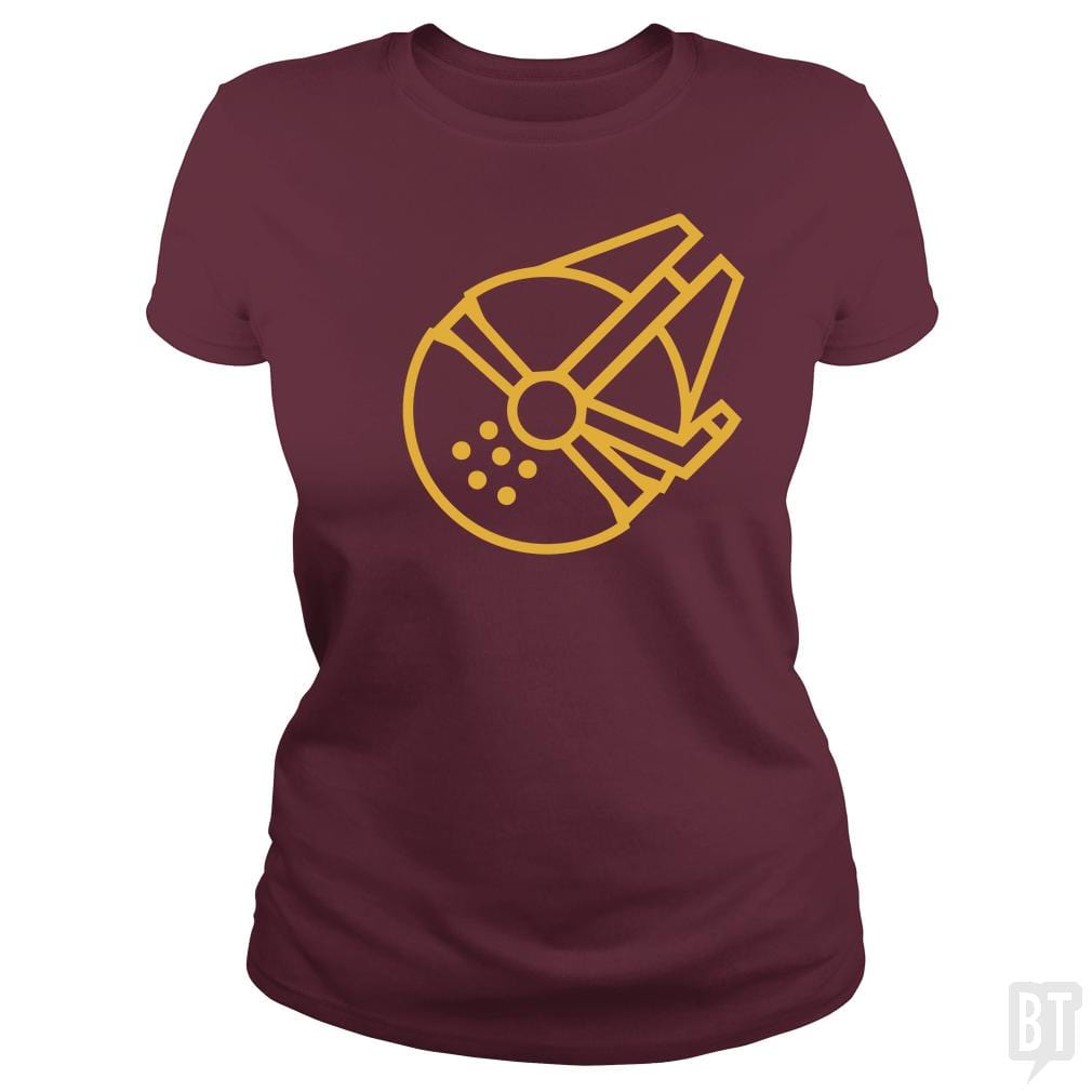 SunFrog-Busted Funky Hippo Classic Ladies Tee / Maroon / S Millennium Falcon
