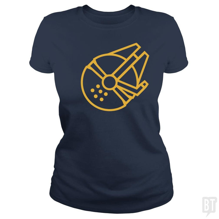 SunFrog-Busted Funky Hippo Classic Ladies Tee / Navy Blue / S Millennium Falcon