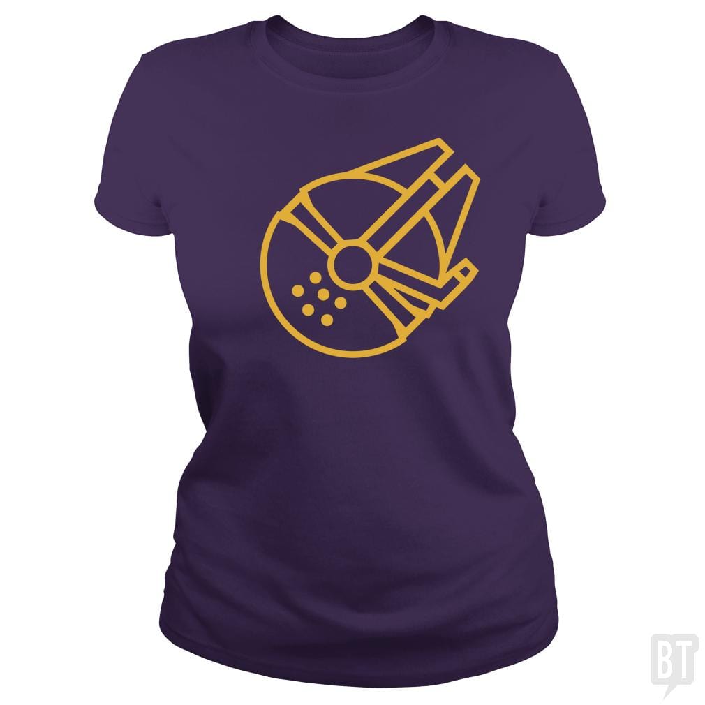 SunFrog-Busted Funky Hippo Classic Ladies Tee / Purple / S Millennium Falcon