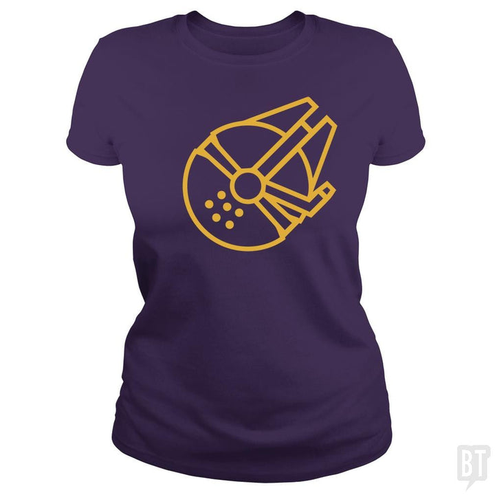SunFrog-Busted Funky Hippo Classic Ladies Tee / Purple / S Millennium Falcon