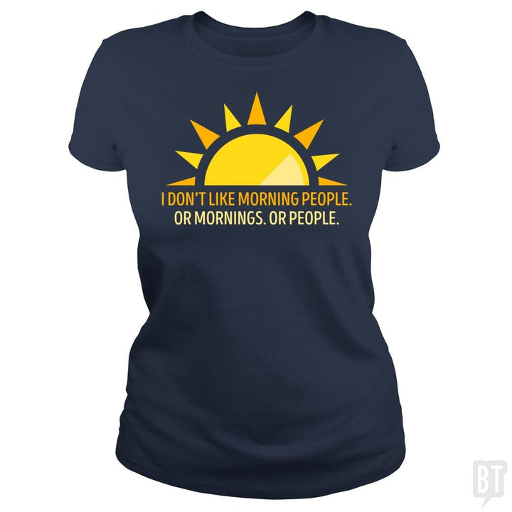 SunFrog-Busted Funky Hippo Classic Ladies Tee / Navy Blue / S Morning People