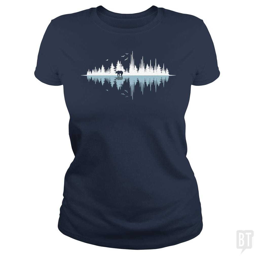 SunFrog-Busted Funky Hippo Classic Ladies Tee / Navy Blue / S Nature Sound