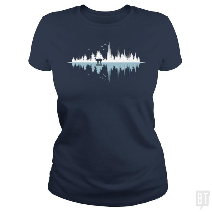 SunFrog-Busted Funky Hippo Classic Ladies Tee / Navy Blue / S Nature Sound